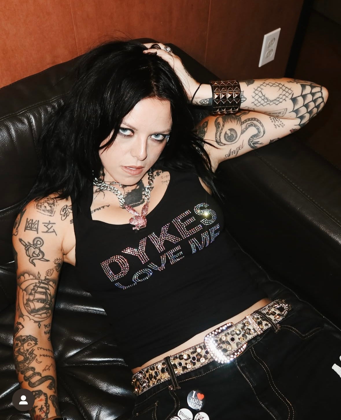 Dykes Love Me Y2K Rhinestone Tank | Peace And Power Shop
